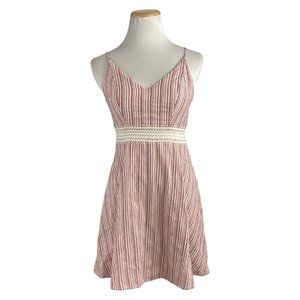 Speechless Dress XS Red White Cotton Sleevess Lace Waist Mini NWOT Spring Summer